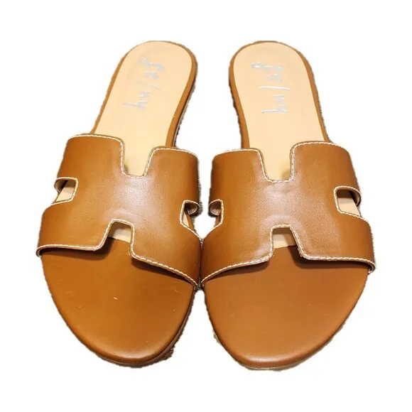 French Sole Cognac Leather Alibi Sandals NWT Size 9 - Picture 2 of 8
